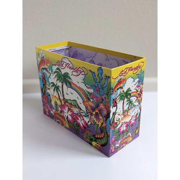 Ed Hardy x Lisa Frank Hanging File Box Tropical Tattoo Art Koi Dragon Rainbow - Picture 7 of 14